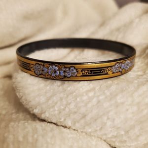 Vntge Michaela Frey bangle Gold/blue Enamel